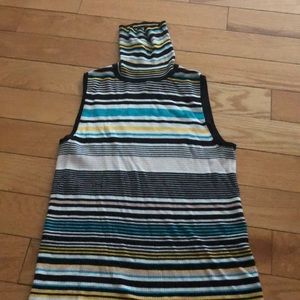 Striped turtle neck dress, with colorful stripes.